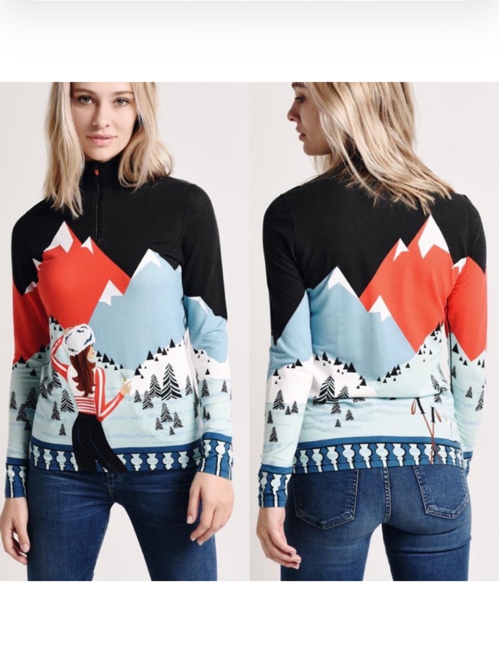 Krimson Klover Apres Ski Anyone Quarter Zip Base Layer Small Telluride Winter